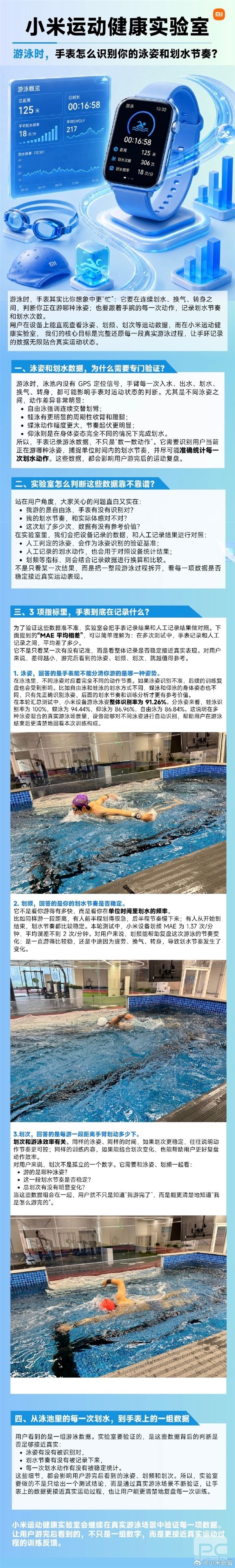 小米手表游泳功能实测:蛙泳识别准确率达100%