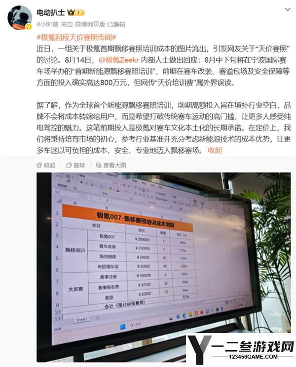 极氪辟谣800万天价赛照乌龙事件:保证不将成本转嫁给用户