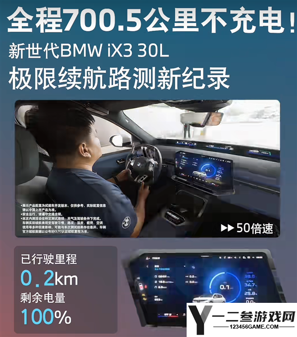 新世代宝马iX3 30L续航实测:全程不充电,惊人700.5公里表现
