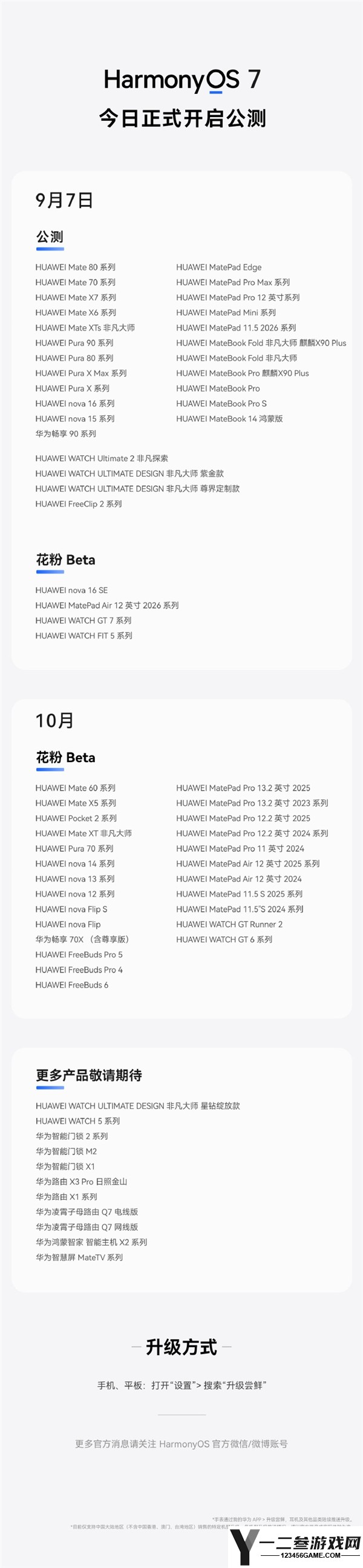 华为鸿蒙7正式开启公测：首批适配机型一览图解